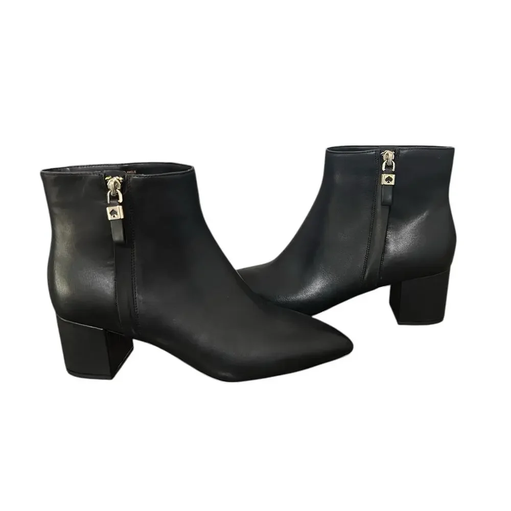New! Kate Spade Amelie Side Zip Leather Bootie - Size 9.5B (MSRP $269)